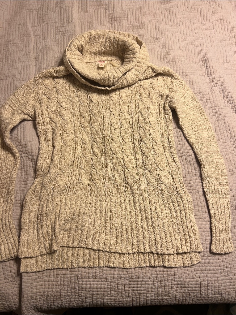 Mossimo Supply Co. Cream Cable-Knit Cowl Neck Sweater